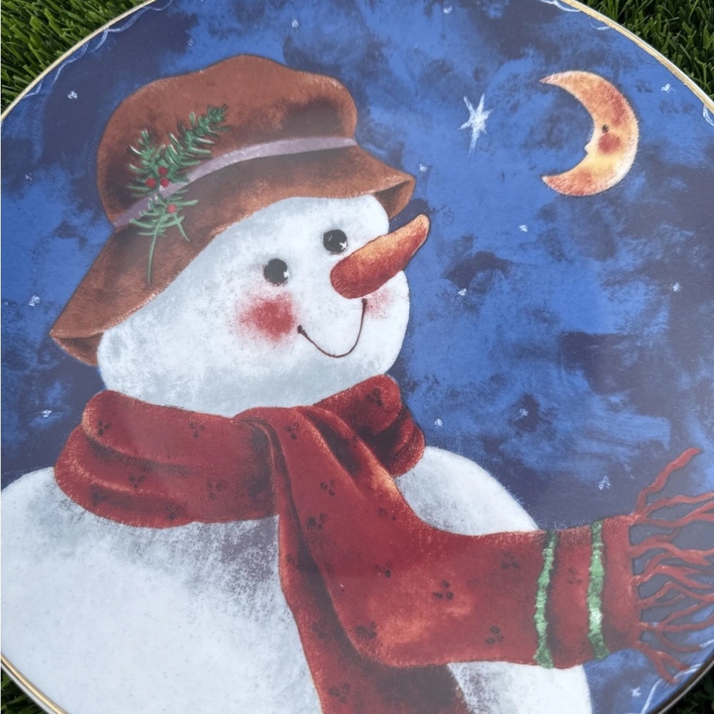 Winter Dreams Elaine Thompson Snowman Christmas Salad Plates 10.125” Lot 2 Plate - Picture 3 of 7